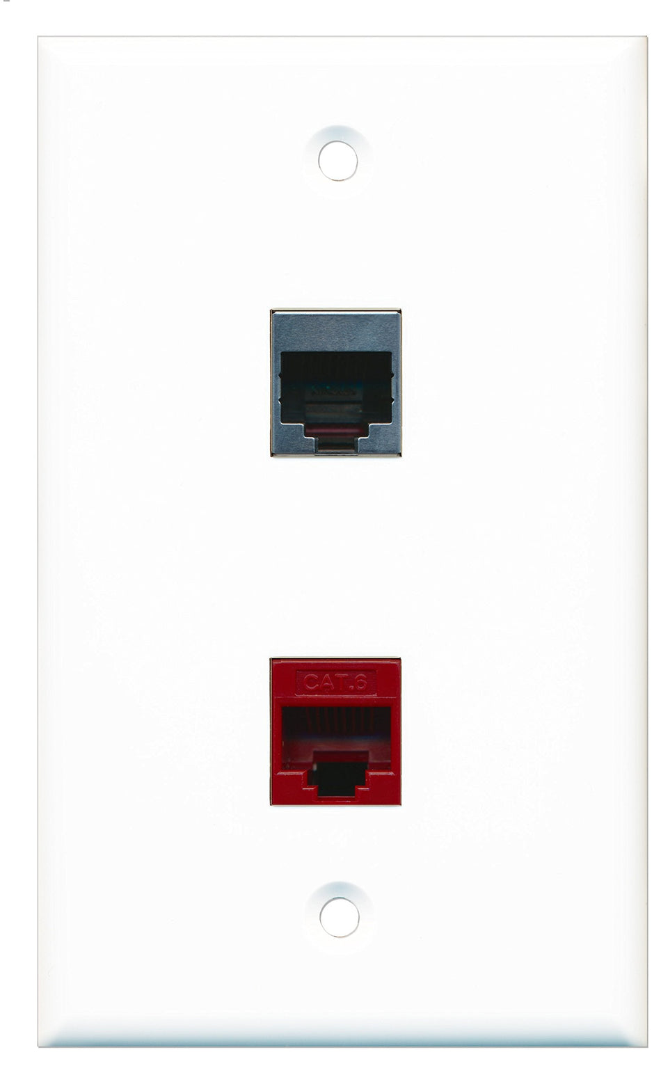 RiteAV - 1 Port Cat6 Ethernet Red 1 Port RJ45 Shielded Wall Plate - Bracket Included