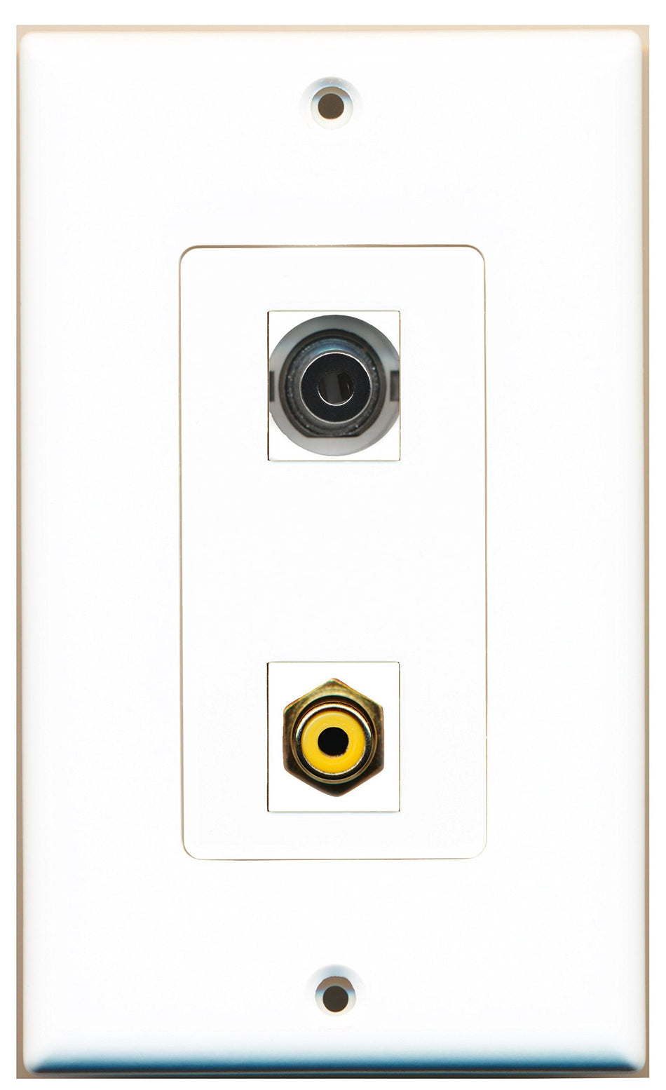 RiteAV 1 Port RCA Yellow 1 Port 3.5mm Wall Plate OVERSIZED White