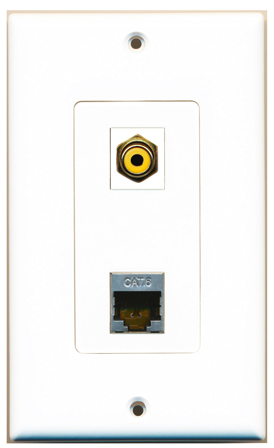 RiteAV 1 Port RCA Yellow 1 Port Shielded Cat6 Type Wall Plate OVERSIZED