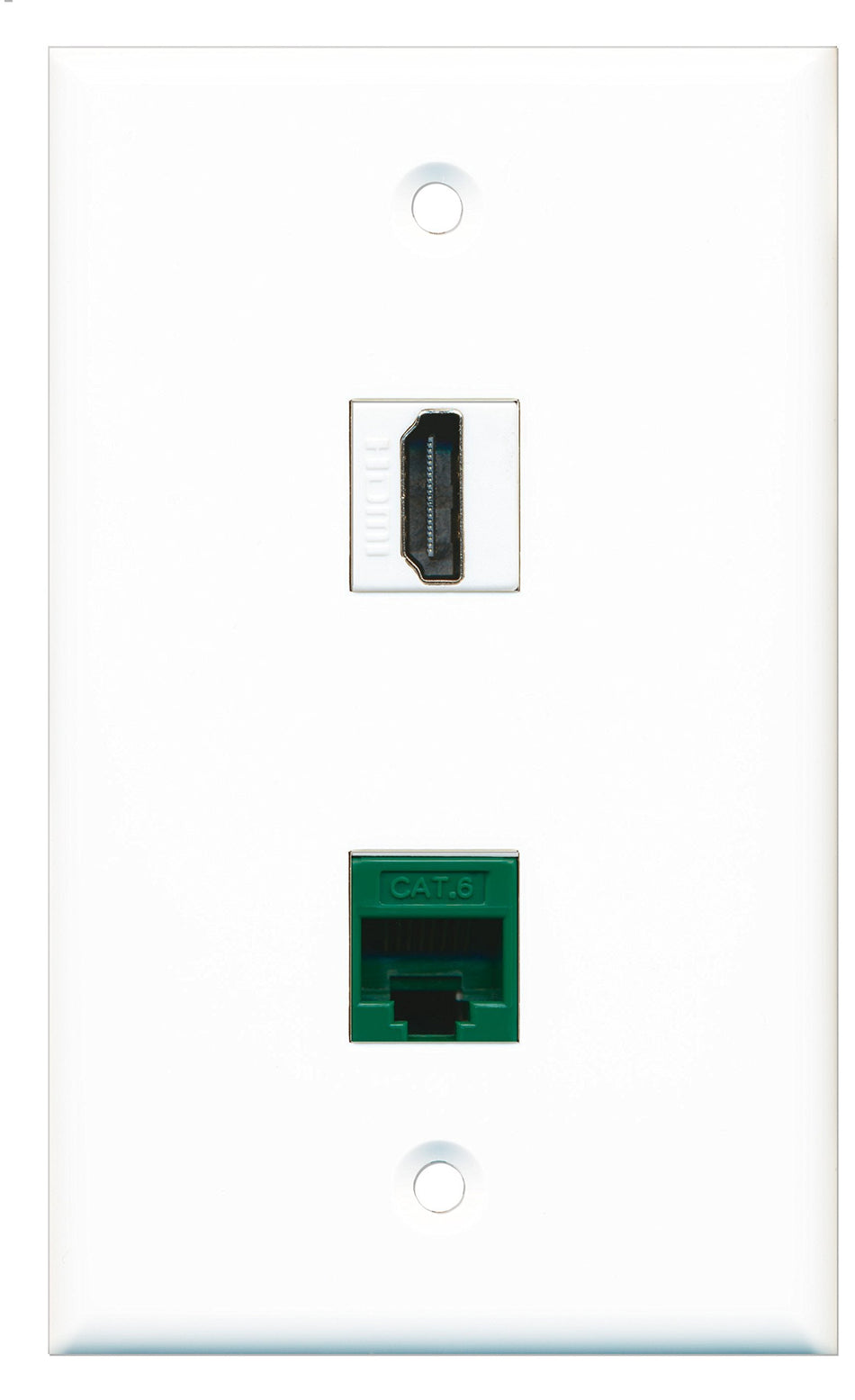 RiteAV - 1 Port HDMI 1 Port Cat6 Ethernet Green Wall Plate - Bracket Included