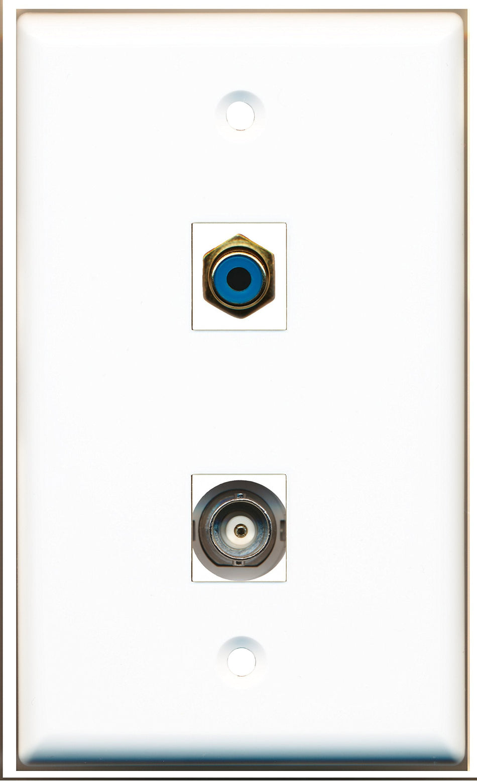 RiteAV - 1 Port RCA Blue 1 Port BNC Wall Plate - Bracket Included