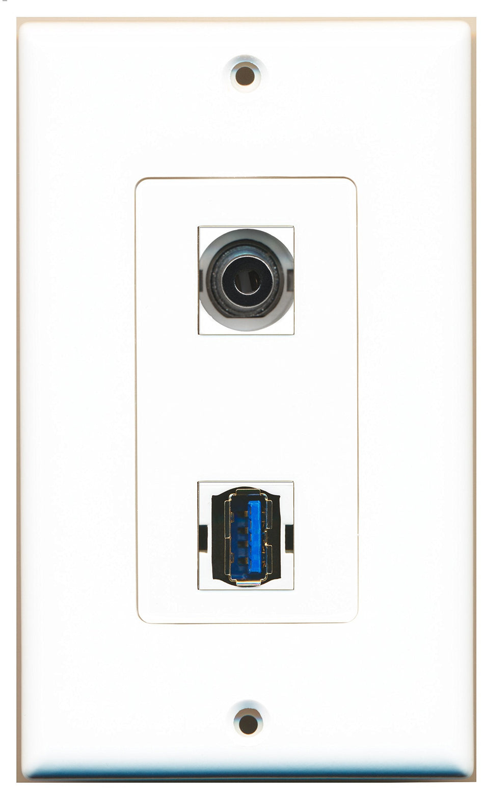 RiteAV 1 Port 3.5mm 1 Port USB 3 A-A Wall Plate OVERSIZED