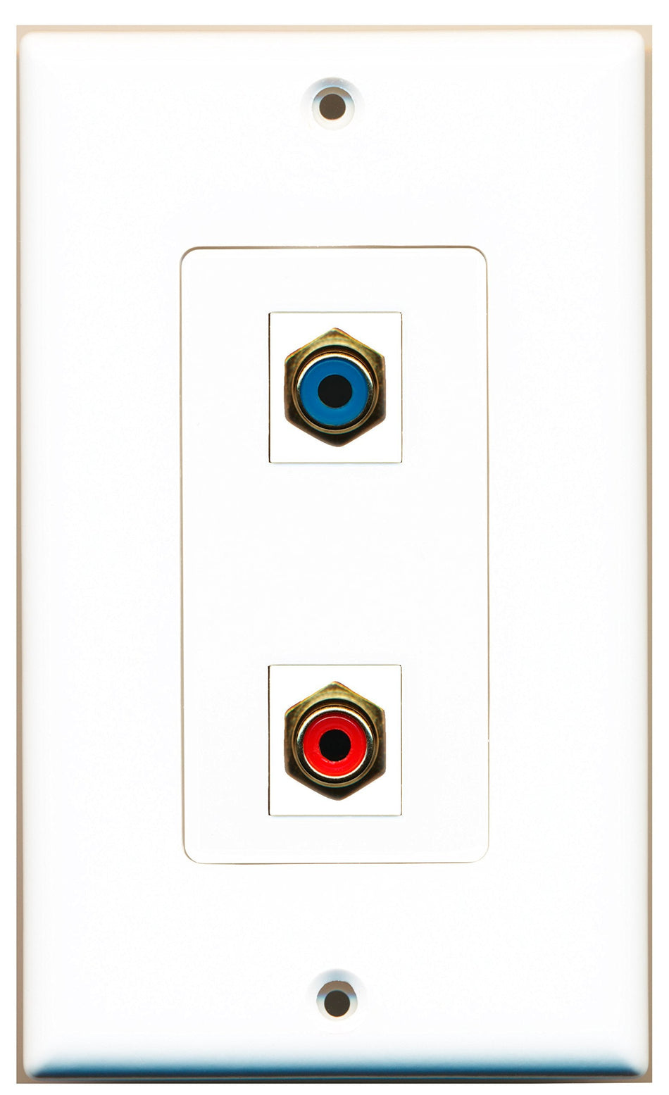 RiteAV 1 Port RCA Red 1 Port RCA Blue Wall Plate OVERSIZED White