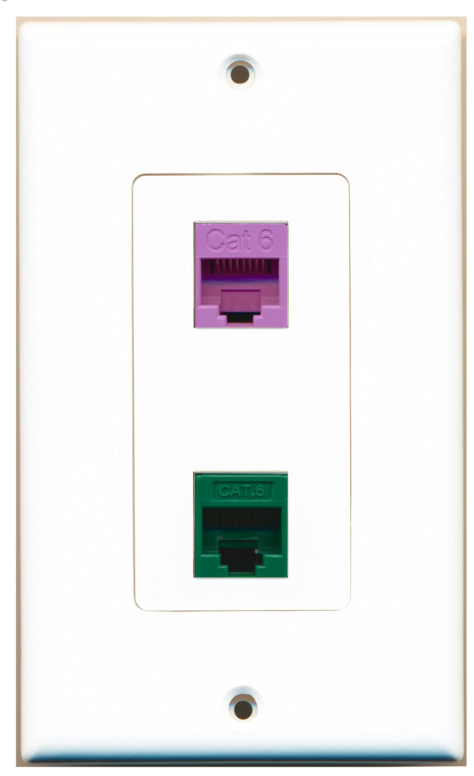 RiteAV 1 Port Cat6 Ethernet Green 1 Port Cat6 Ethernet Purple Wall Plate OVERSIZED
