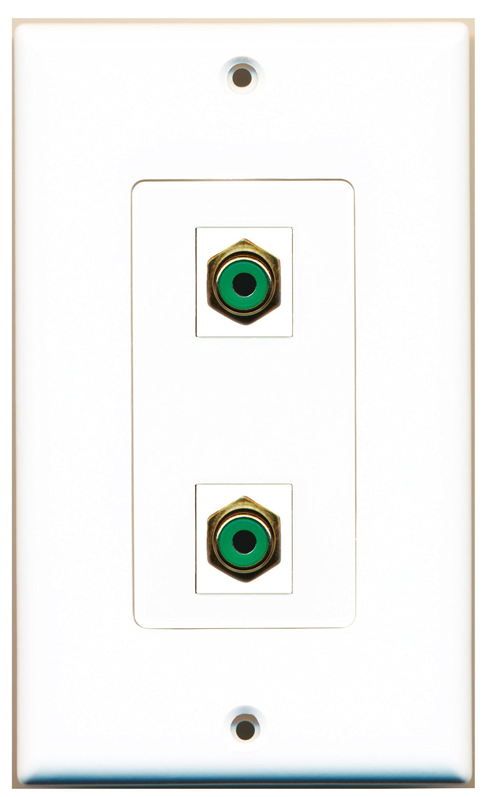 RiteAV 2 Port RCA Green Wall Plate OVERSIZED White