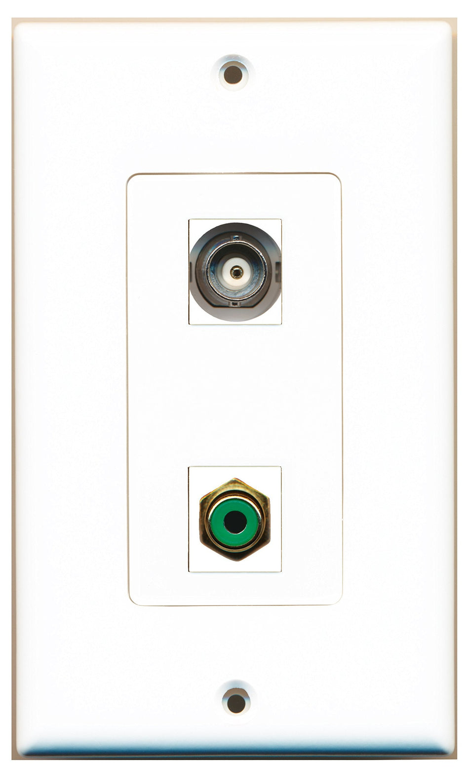 RiteAV 1 Port RCA Green 1 Port BNC Wall Plate OVERSIZED White