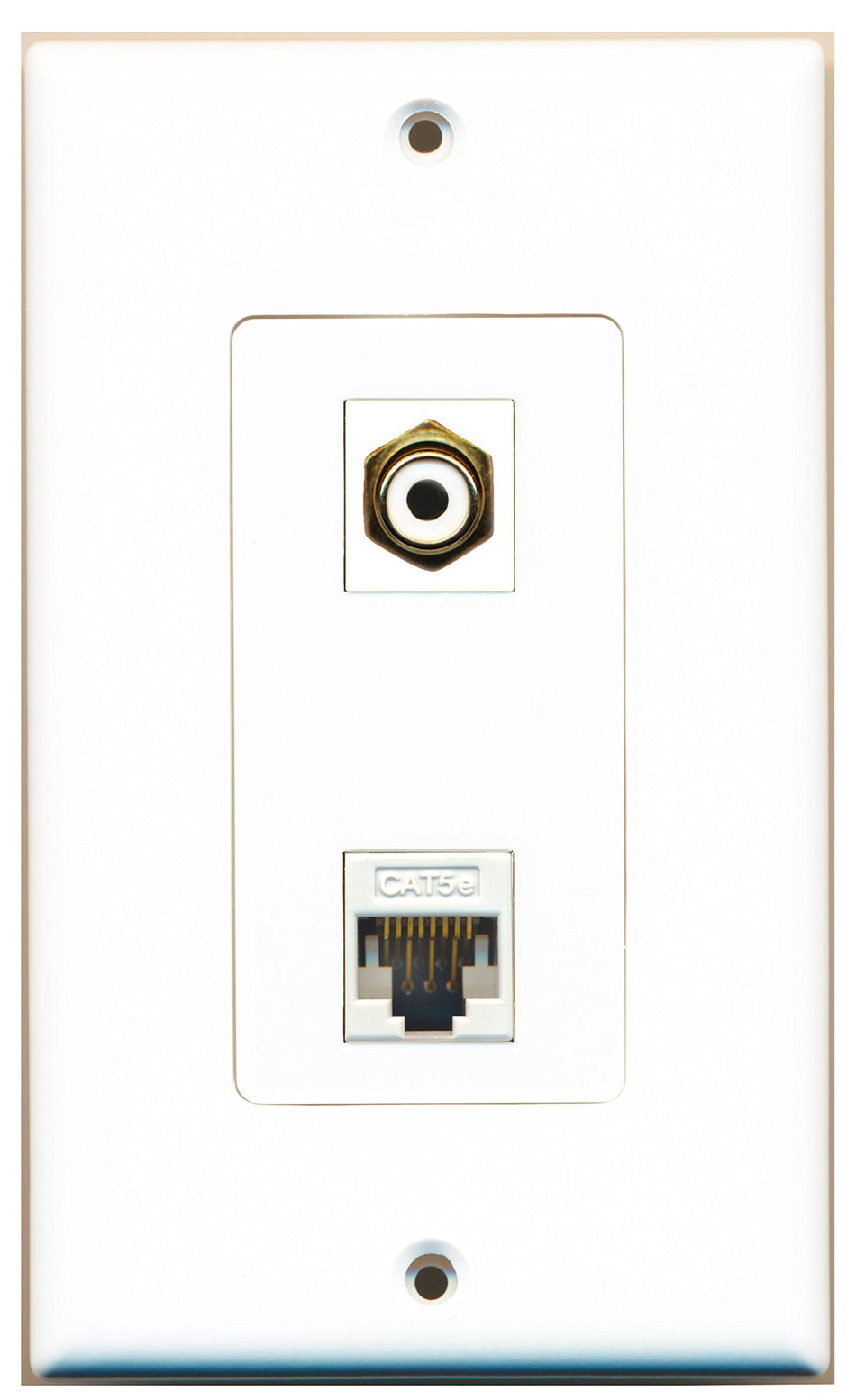 RiteAV 1 Port RCA White 1 Port Cat5e Ethernet White Wall Plate OVERSIZED White