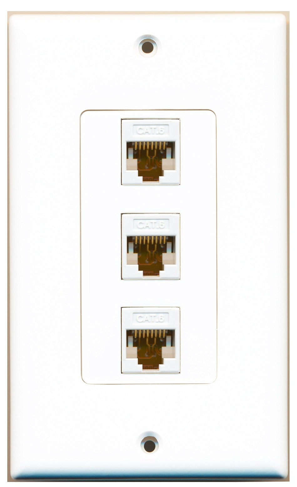 RiteAV 1 Gang 3 Port Cat6 Wall Plate OVERSIZED White