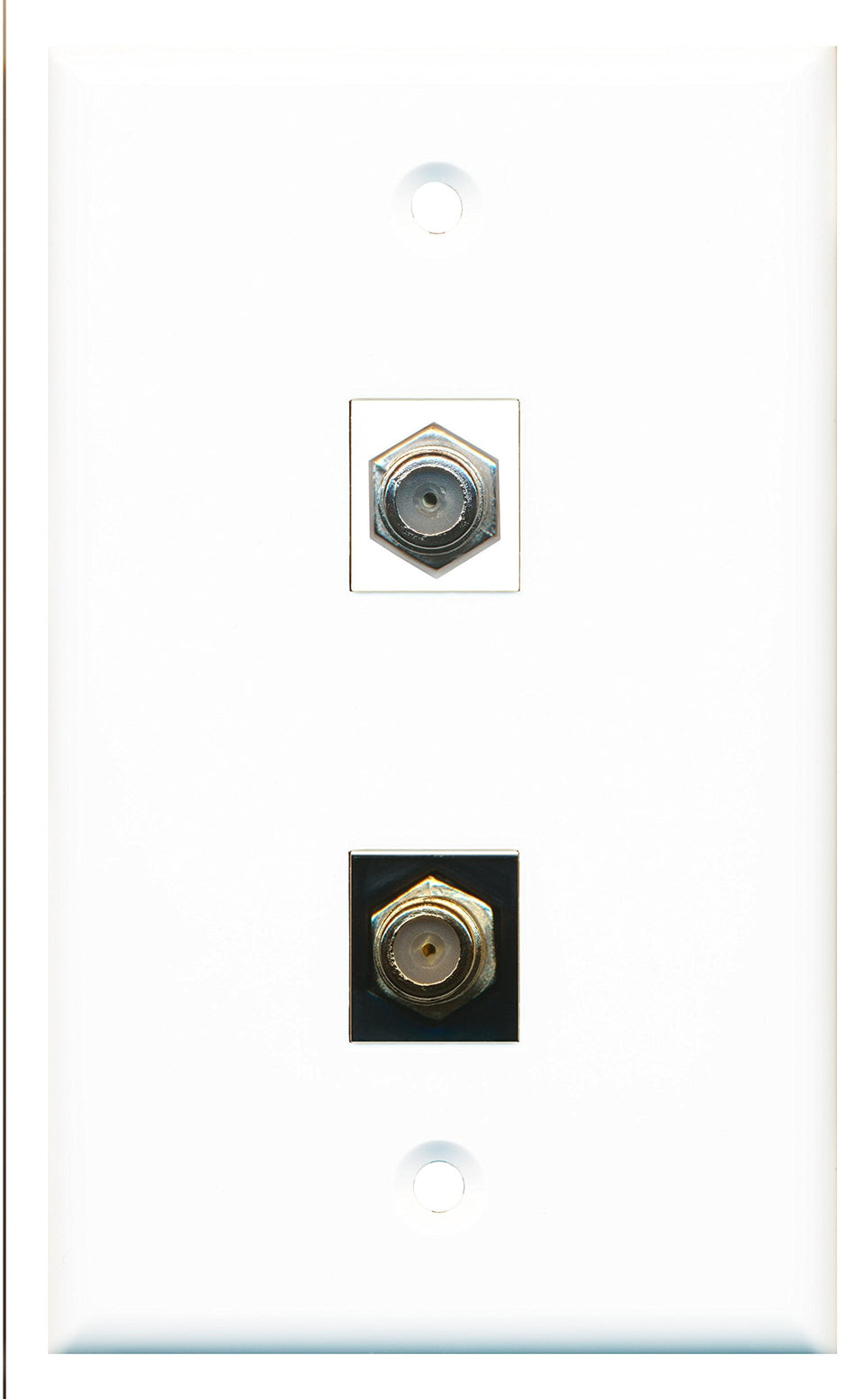 RiteAV - 1 Port Coax Cable TV- F-Type 1 Port Coax Cable TV- F-Type Black Wall Plate - Bracket Included