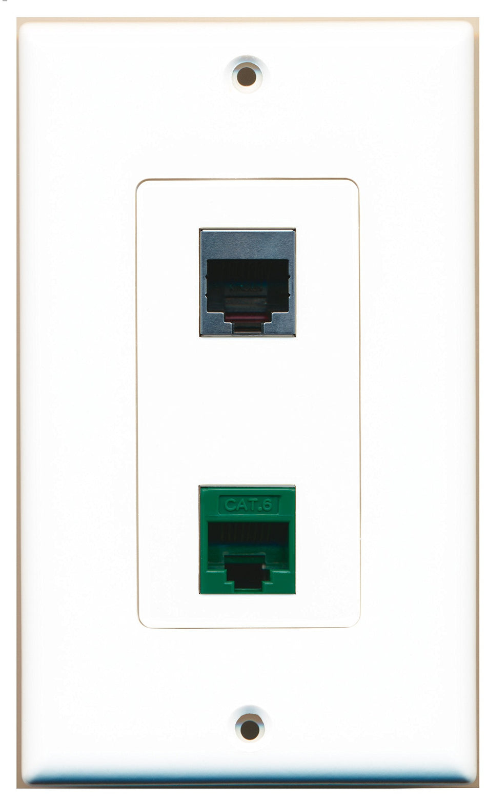 RiteAV 1 Port Cat6 Ethernet Green 1 Port RJ45 Shielded Wall Plate OVERSIZED