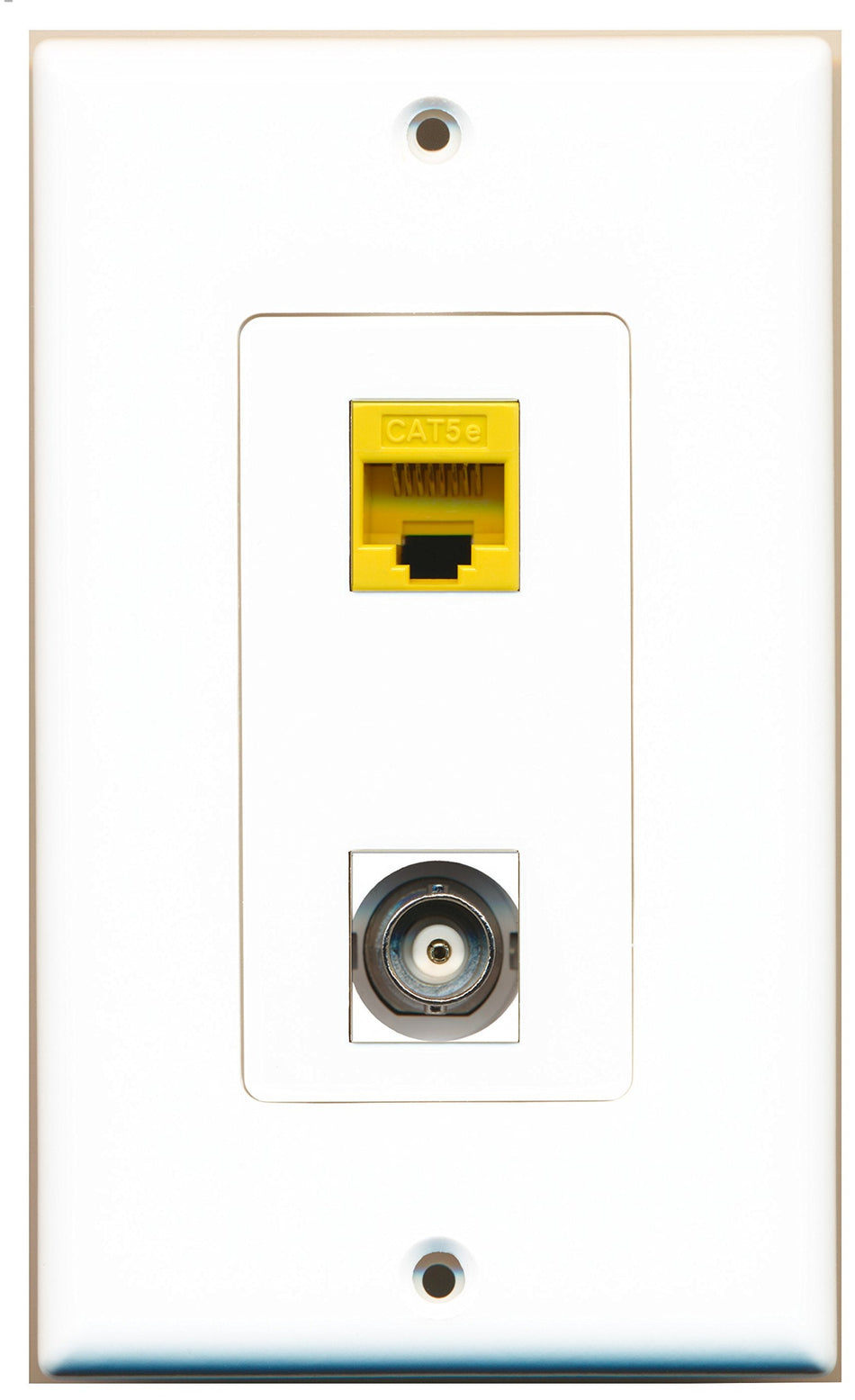 RiteAV 1 Port BNC 1 Port Cat5e Yellow Type Wall Plate OVERSIZED