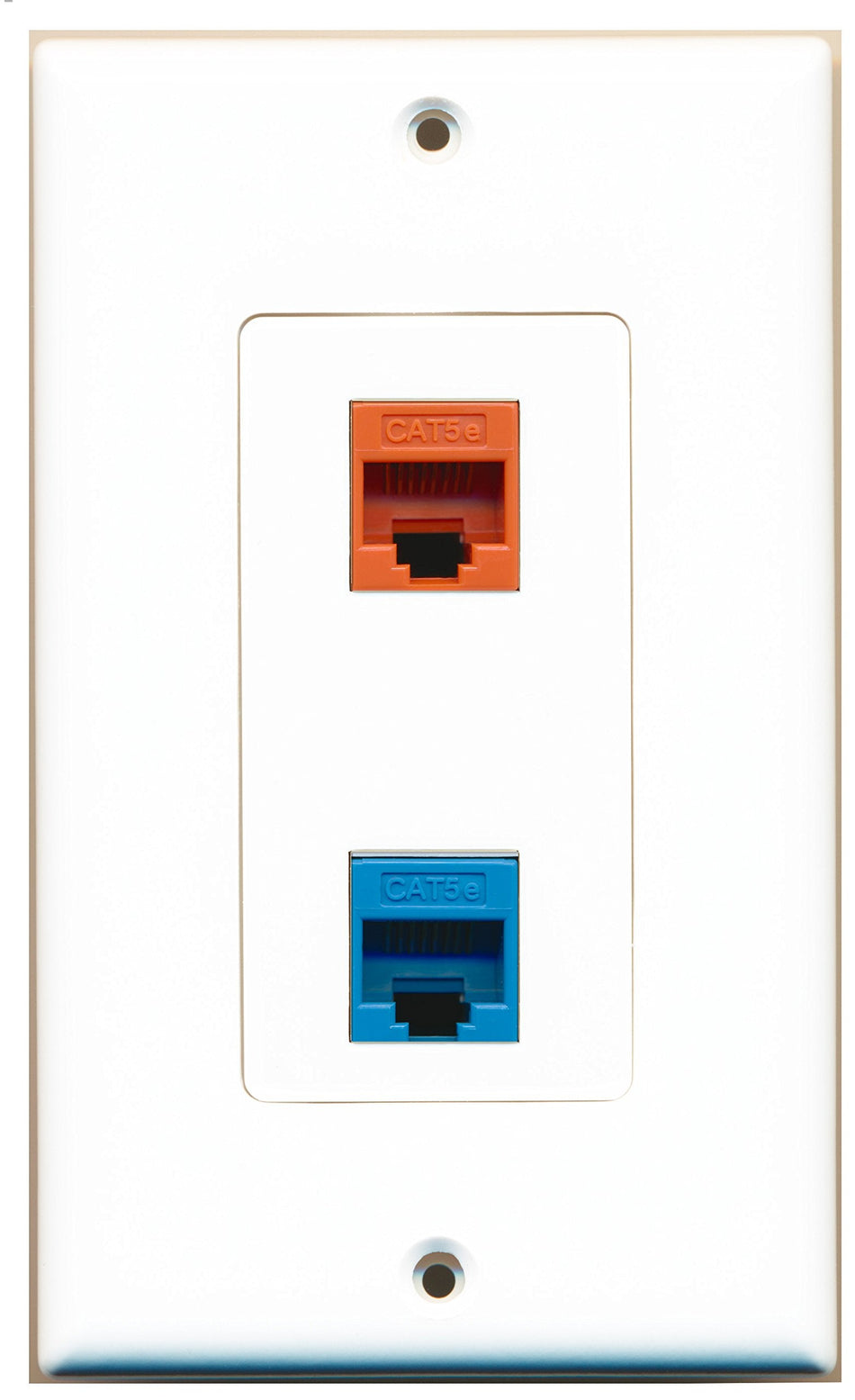 RiteAV 1 Port Cat5e Ethernet Blue 1 Port Cat5e Ethernet Orange Wall Plate OVERSIZED