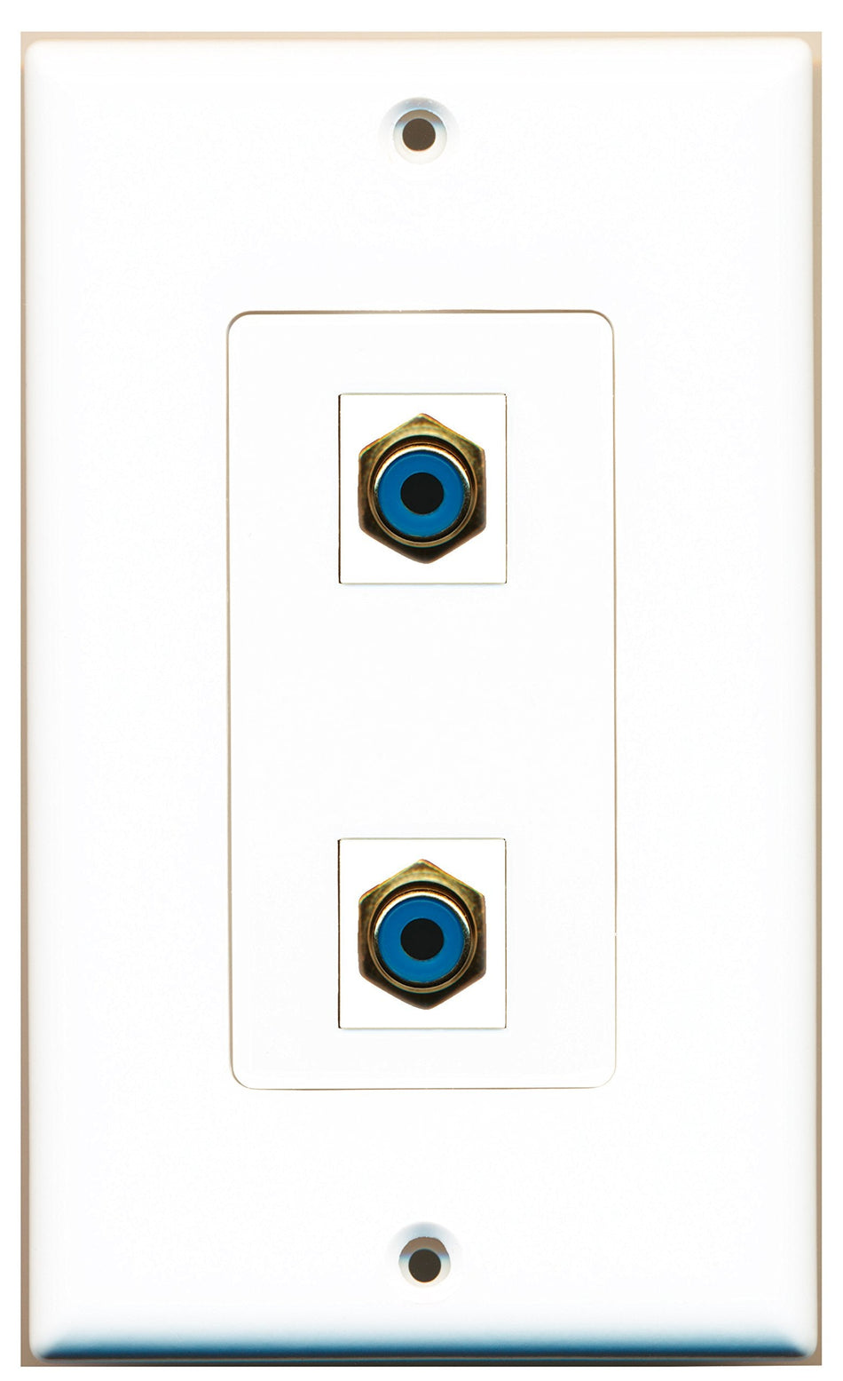 RiteAV 2 Port RCA Blue Wall Plate OVERSIZED White