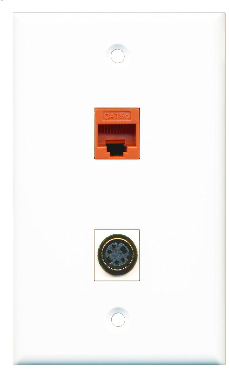 RiteAV - 1 Port S-Video 1 Port Cat5e Orange Wall Plate - Bracket Included