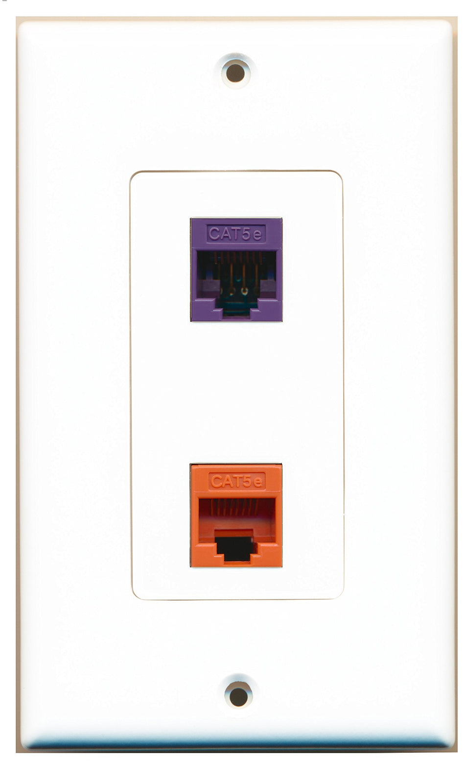RiteAV 1 Port Cat5e Ethernet Orange 1 Port Cat5e Ethernet Purple Wall Plate OVERSIZED White