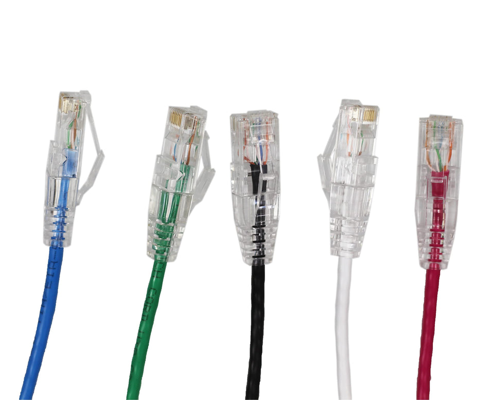 RiteAV - (100-PACK Ultra Slim Cat 6 UTP Patch Cable (Mixed Colors) Designed for High Density Environments. (Red,Blue,Orange,Yellow,Green, 7 ft.)