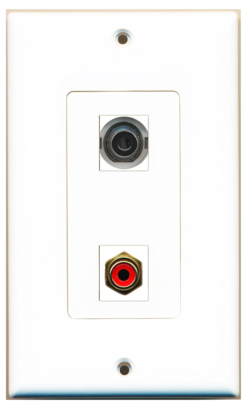 RiteAV 1 Port RCA Red 1 Port 3.5mm Wall Plate OVERSIZED White