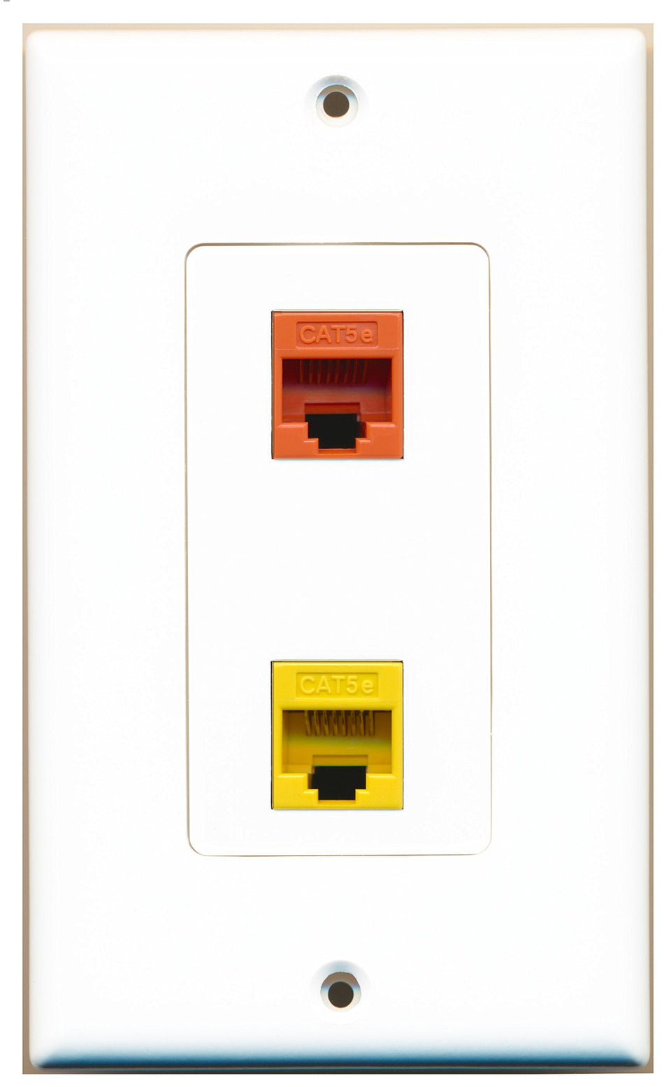 RiteAV 1 Port Cat5e Ethernet Yellow 1 Port Cat5e Ethernet Orange Wall Plate OVERSIZED White