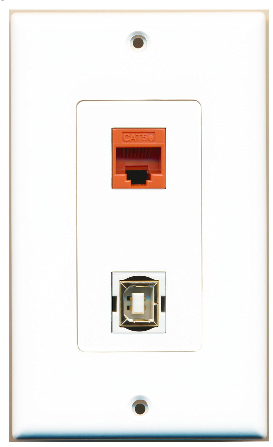 RiteAV 1 Port Cat5e Ethernet Orange 1 Port USB B-B Wall Plate OVERSIZED
