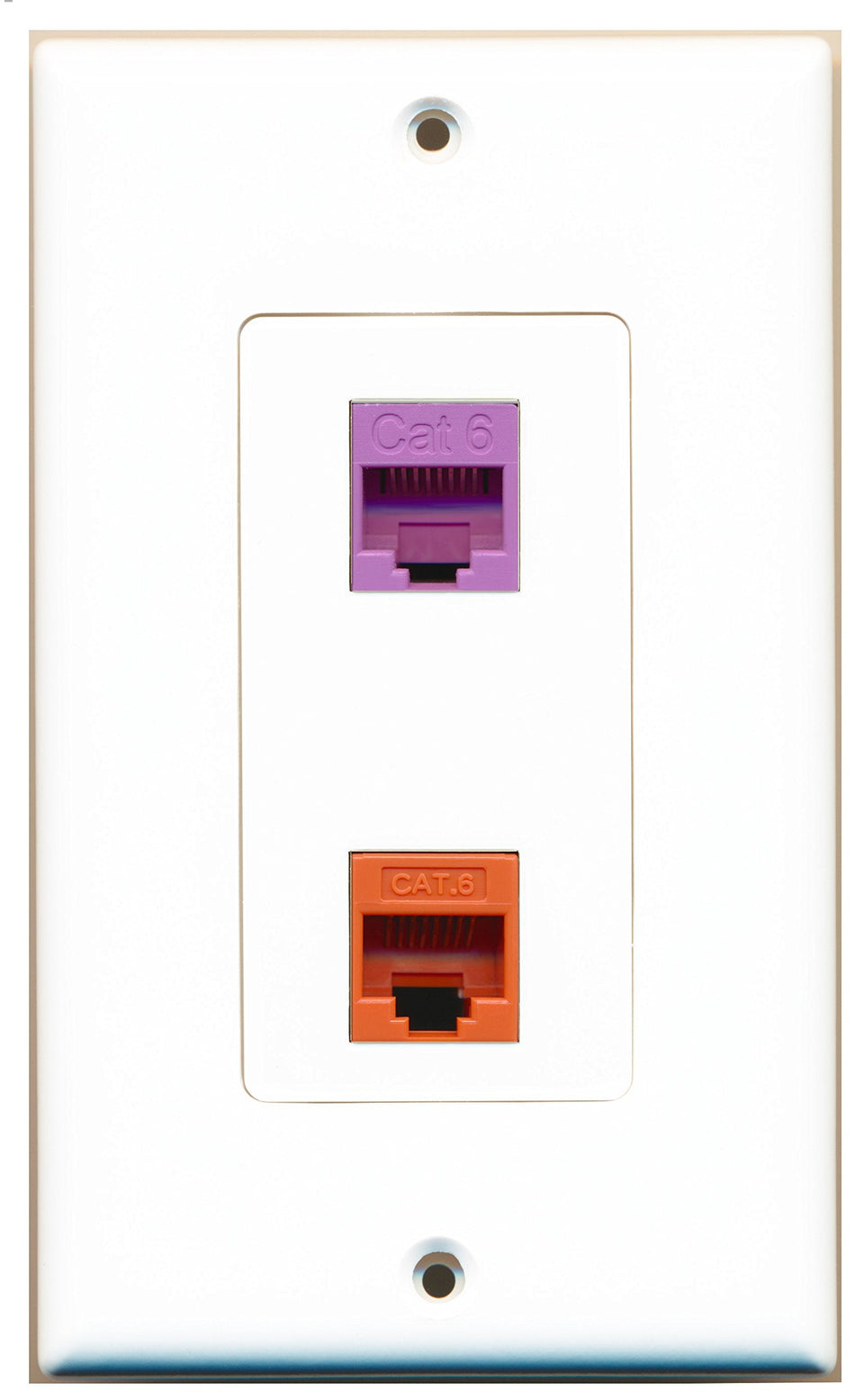 RiteAV 1 Port Cat6 Ethernet Orange 1 Port Cat6 Ethernet Purple Wall Plate OVERSIZED