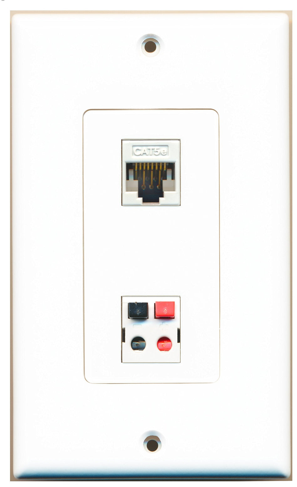 RiteAV 1 Port Cat5e Ethernet White 1 Port Speaker Wall Plate OVERSIZED