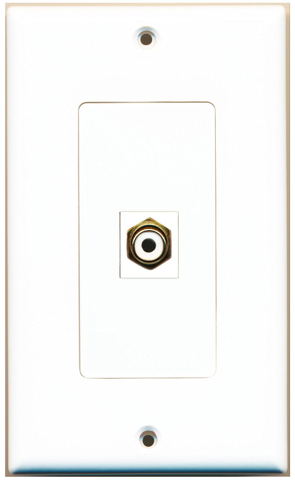 RiteAV 1 Port RCA White Wall Plate OVERSIZED White