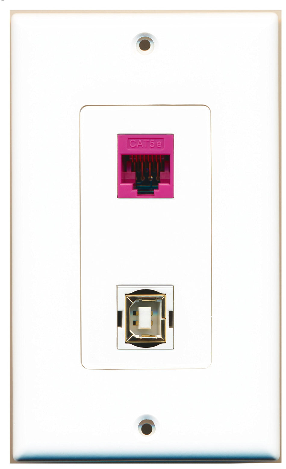 RiteAV 1 Port Cat5e Ethernet Pink 1 Port USB B-B Wall Plate OVERSIZED