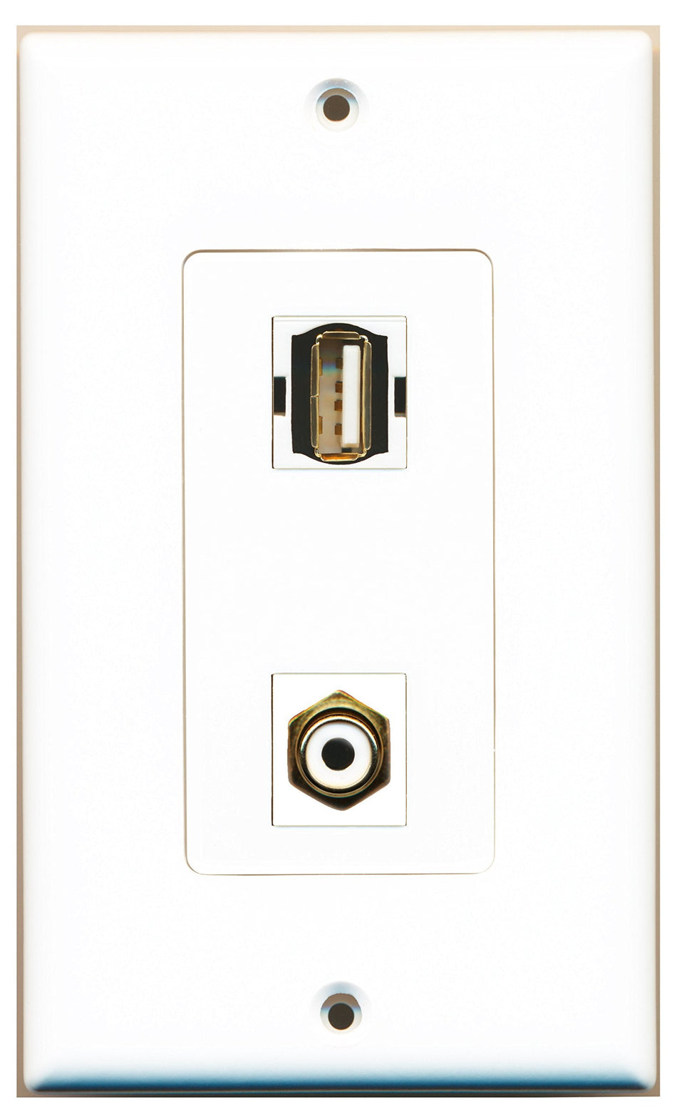 RiteAV 1 Port RCA White 1 Port USB A-A Wall Plate OVERSIZED White