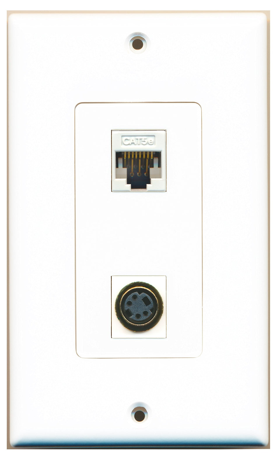 RiteAV 1 Port S-Video 1 Port Cat5e White Type Wall Plate OVERSIZED