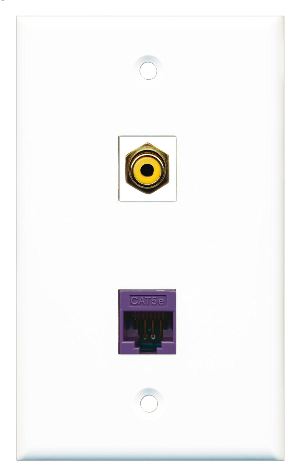 RiteAV - 1 Port RCA Yellow 1 Port Cat5e Ethernet Purple Wall Plate - Bracket Included