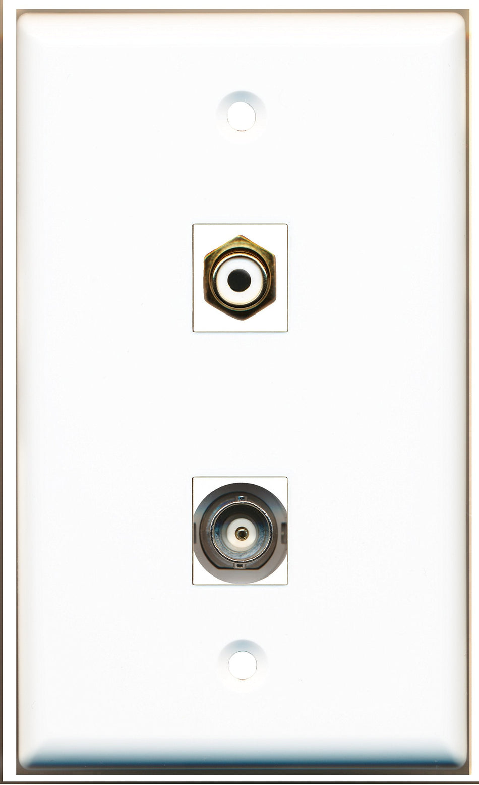 RiteAV - 1 Port RCA White 1 Port BNC Wall Plate - Bracket Included