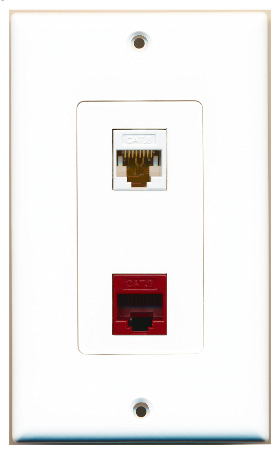 RiteAV 1 Port Cat6 Ethernet White 1 Port Cat6 Ethernet Red Wall Plate OVERSIZED