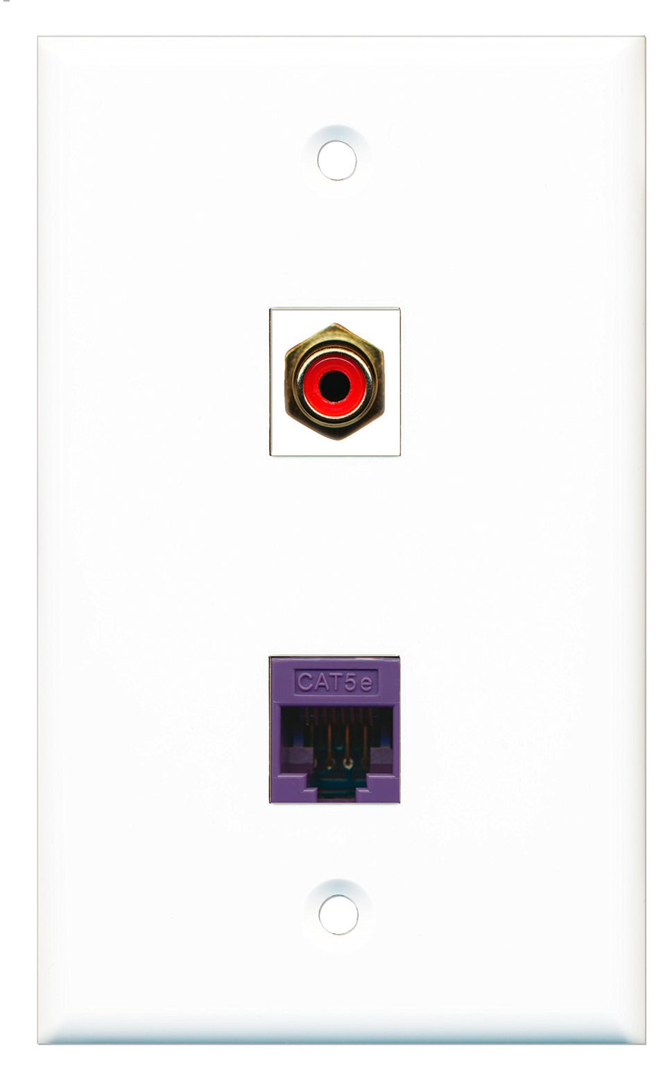 RiteAV - 1 Port RCA Red 1 Port Cat5e Ethernet Purple Wall Plate - Bracket Included
