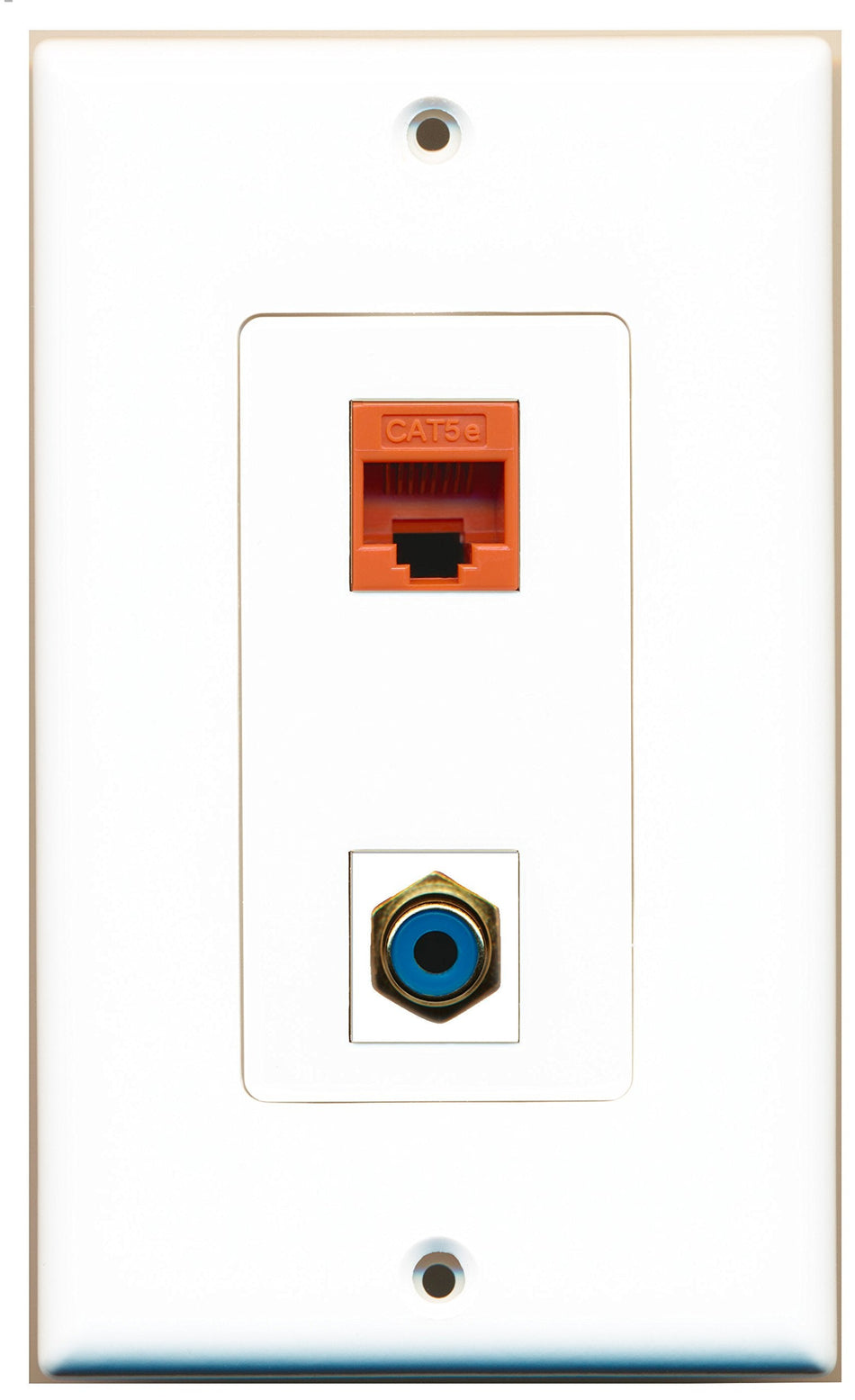 RiteAV 1 Port RCA Blue 1 Port Cat5e Orange Wall Plate OVERSIZED White