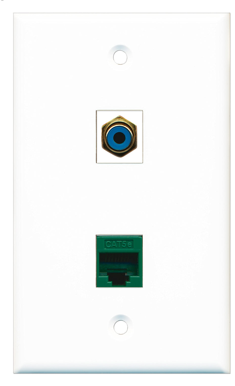 RiteAV - 1 Port RCA Blue 1 Port Cat5e Ethernet Green Wall Plate - Bracket Included