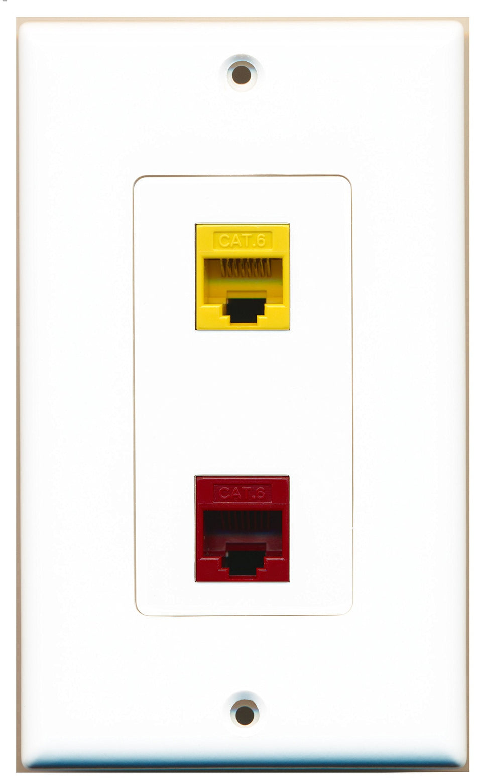 RiteAV 1 Port Cat6 Ethernet Red 1 Port Cat6 Ethernet Yellow Wall Plate OVERSIZED