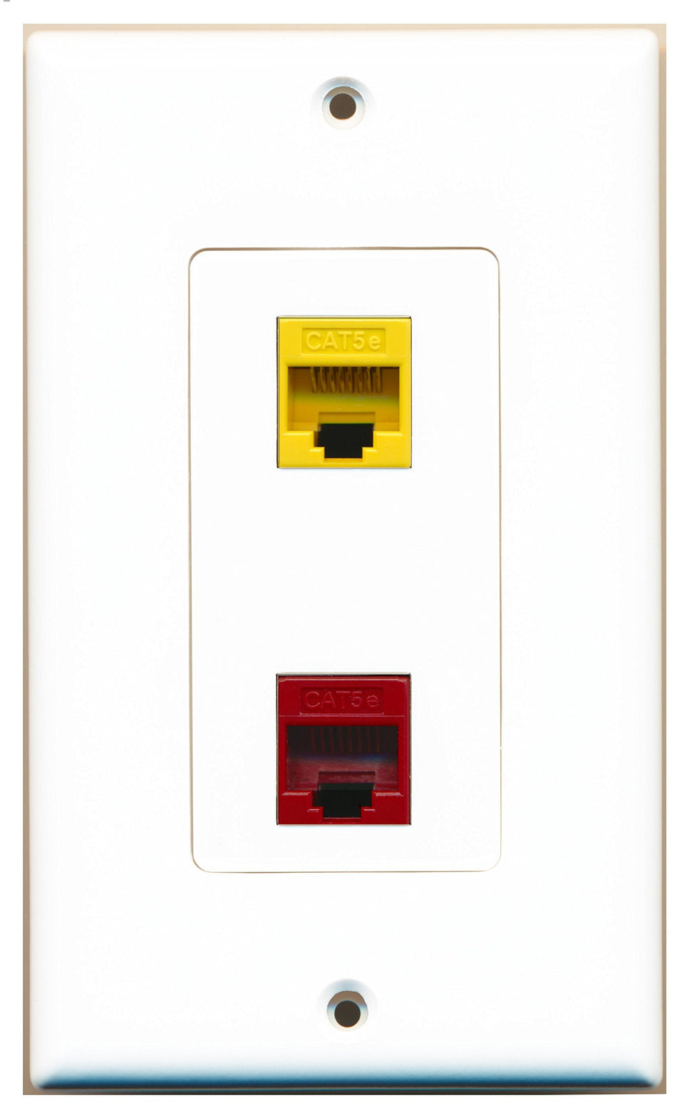 RiteAV 1 Port Cat5e Ethernet Yellow 1 Port Cat5e Ethernet Red Wall Plate OVERSIZED
