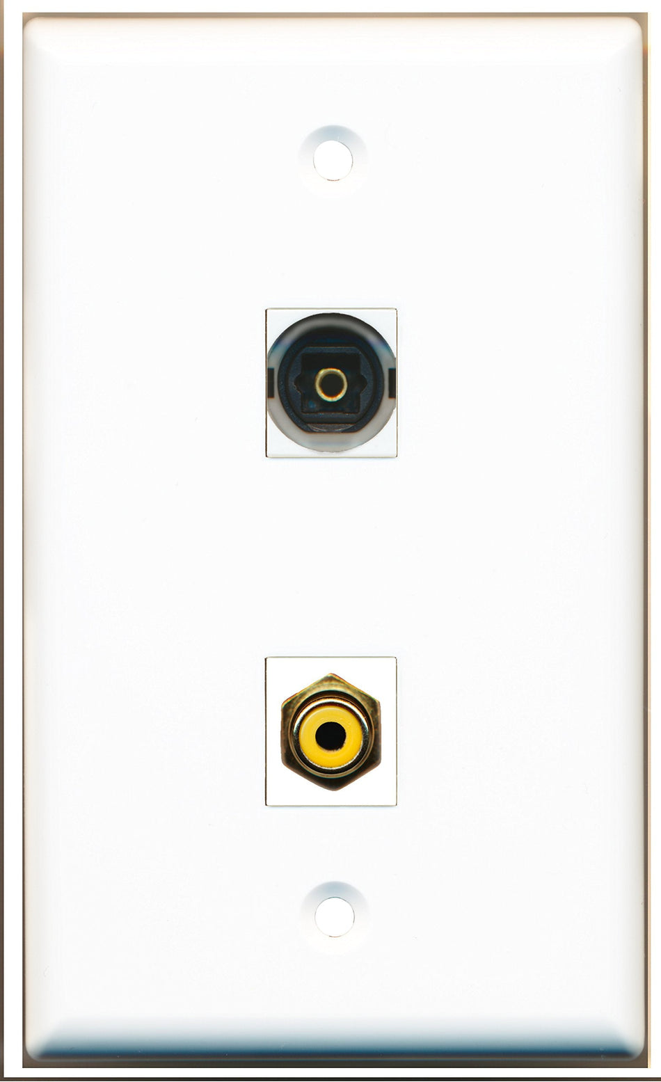 RiteAV - 1 Port RCA Yellow - 1 Port Toslink Digital Audio Wall Plate White - Bracket Included