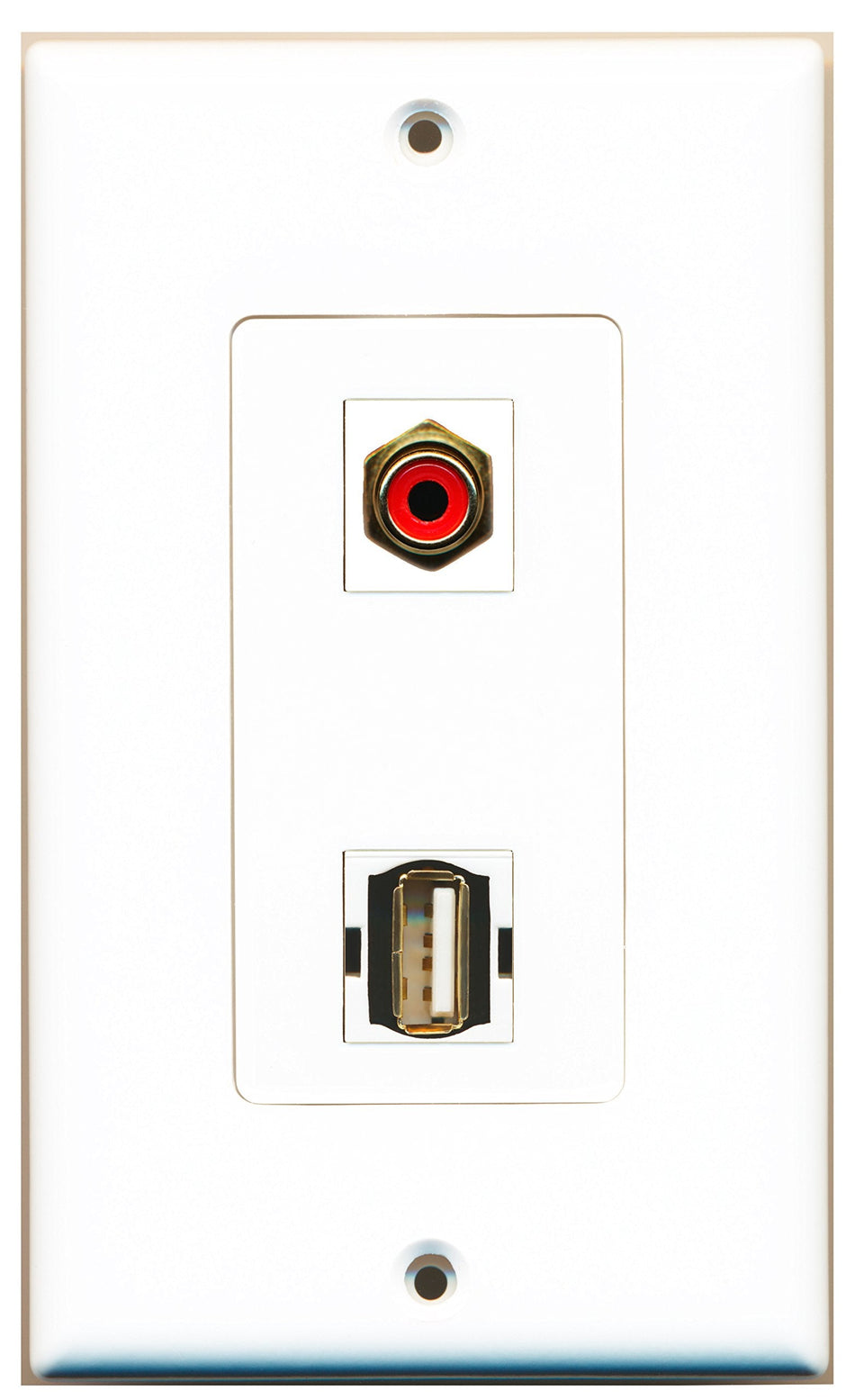 RiteAV 1 Port RCA Red 1 Port USB A-A Type Wall Plate OVERSIZED