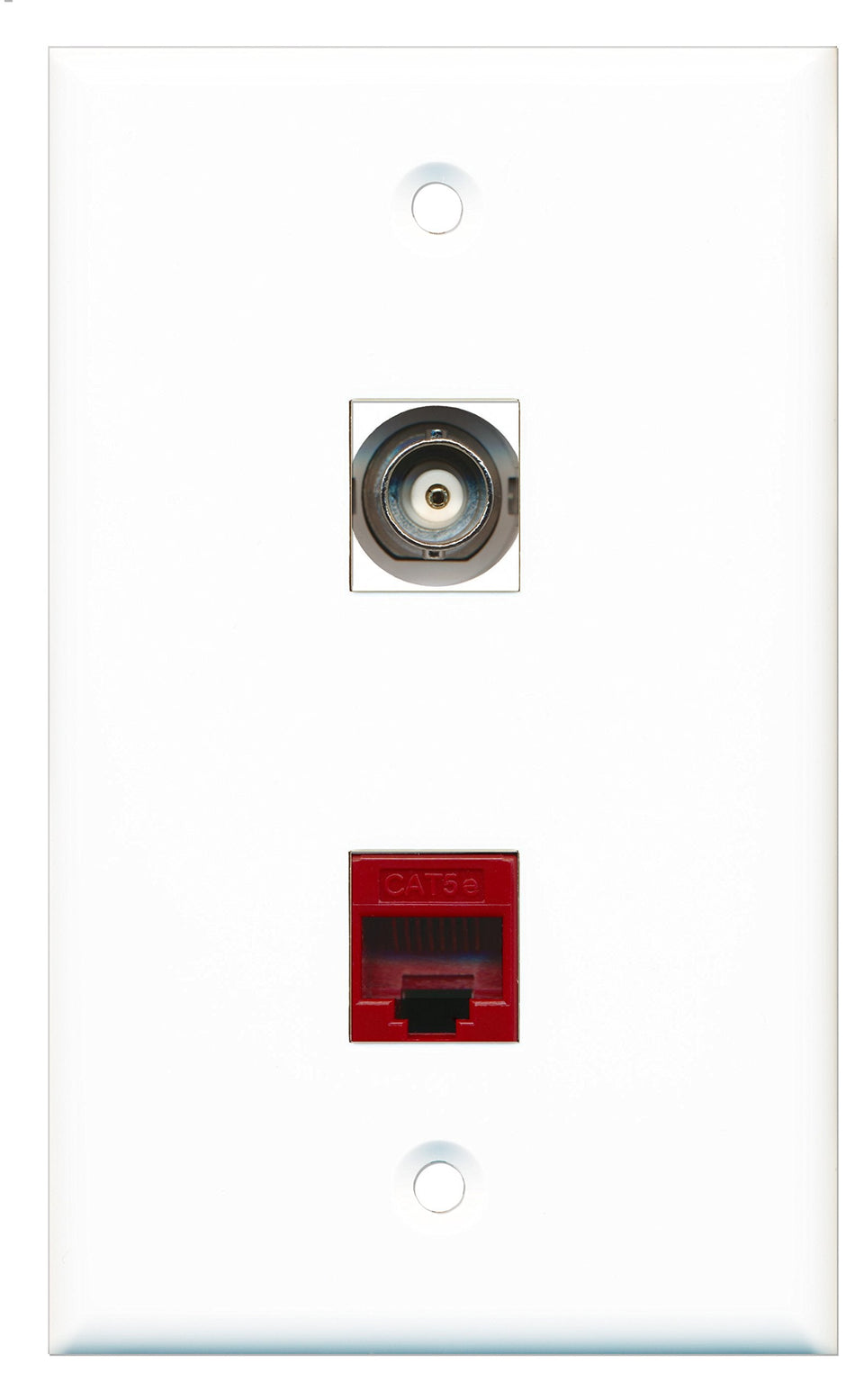 RiteAV - 1 Port BNC 1 Port Cat5e Ethernet Red Wall Plate - Bracket Included