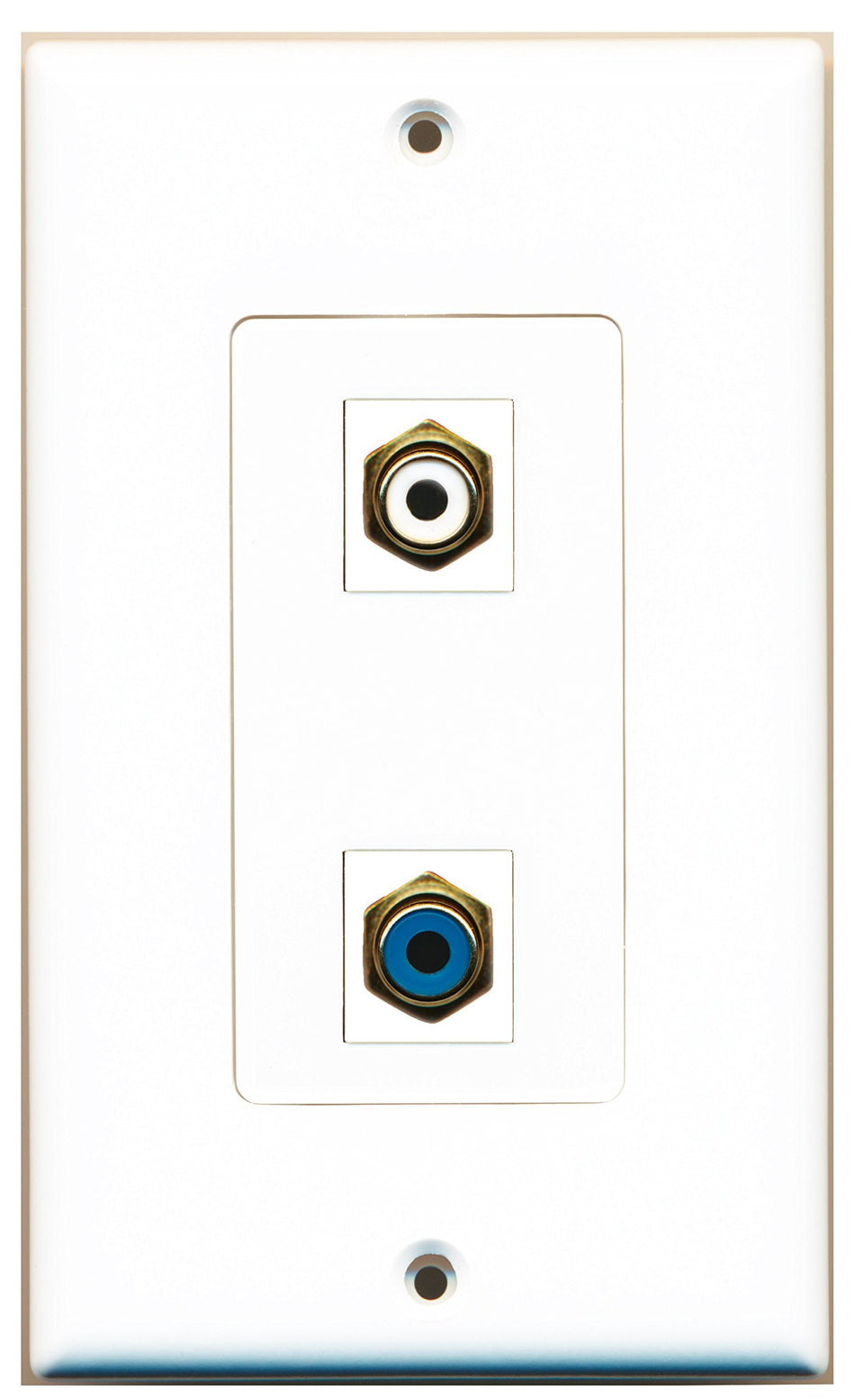 RiteAV 1 Port RCA White 1 Port RCA Blue Wall Plate OVERSIZED White