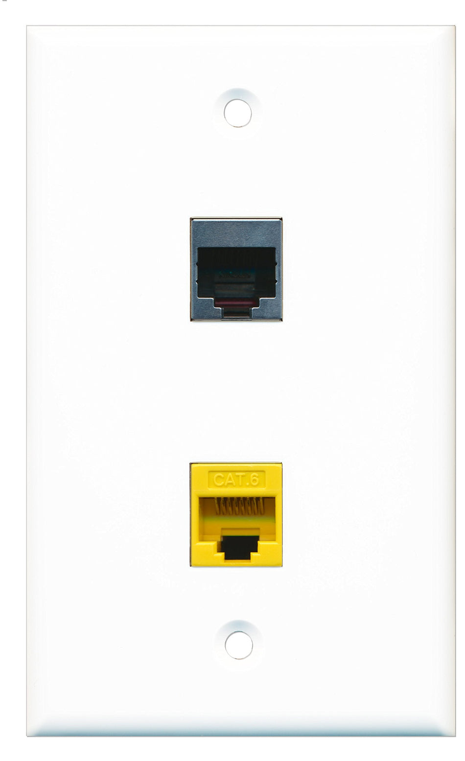 RiteAV - 1 Port Cat6 Ethernet Yellow 1 Port RJ45 Shielded Wall Plate - Bracket Included