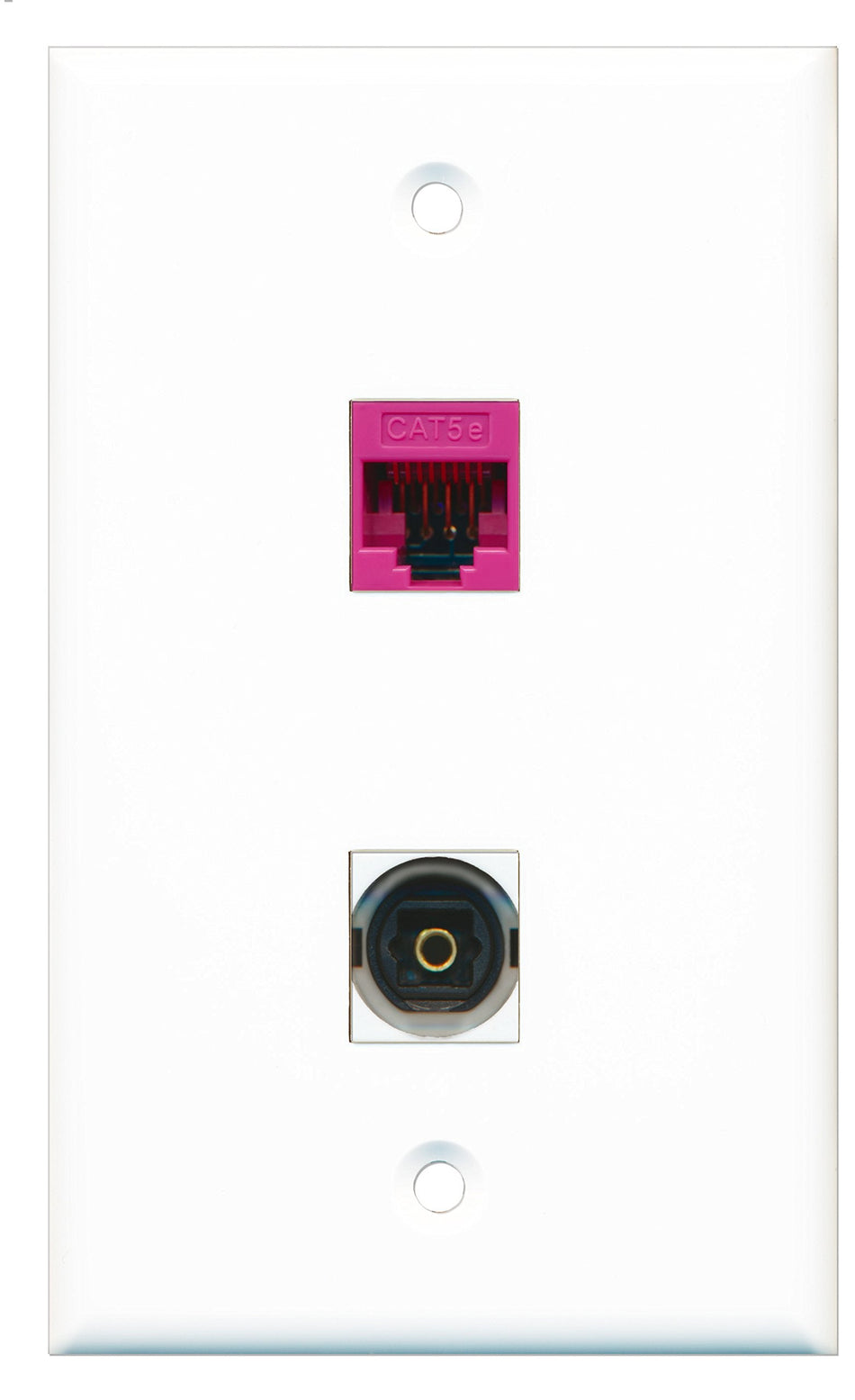 RiteAV - 1 Port Toslink 1 Port Cat5e Pink Wall Plate - Bracket Included
