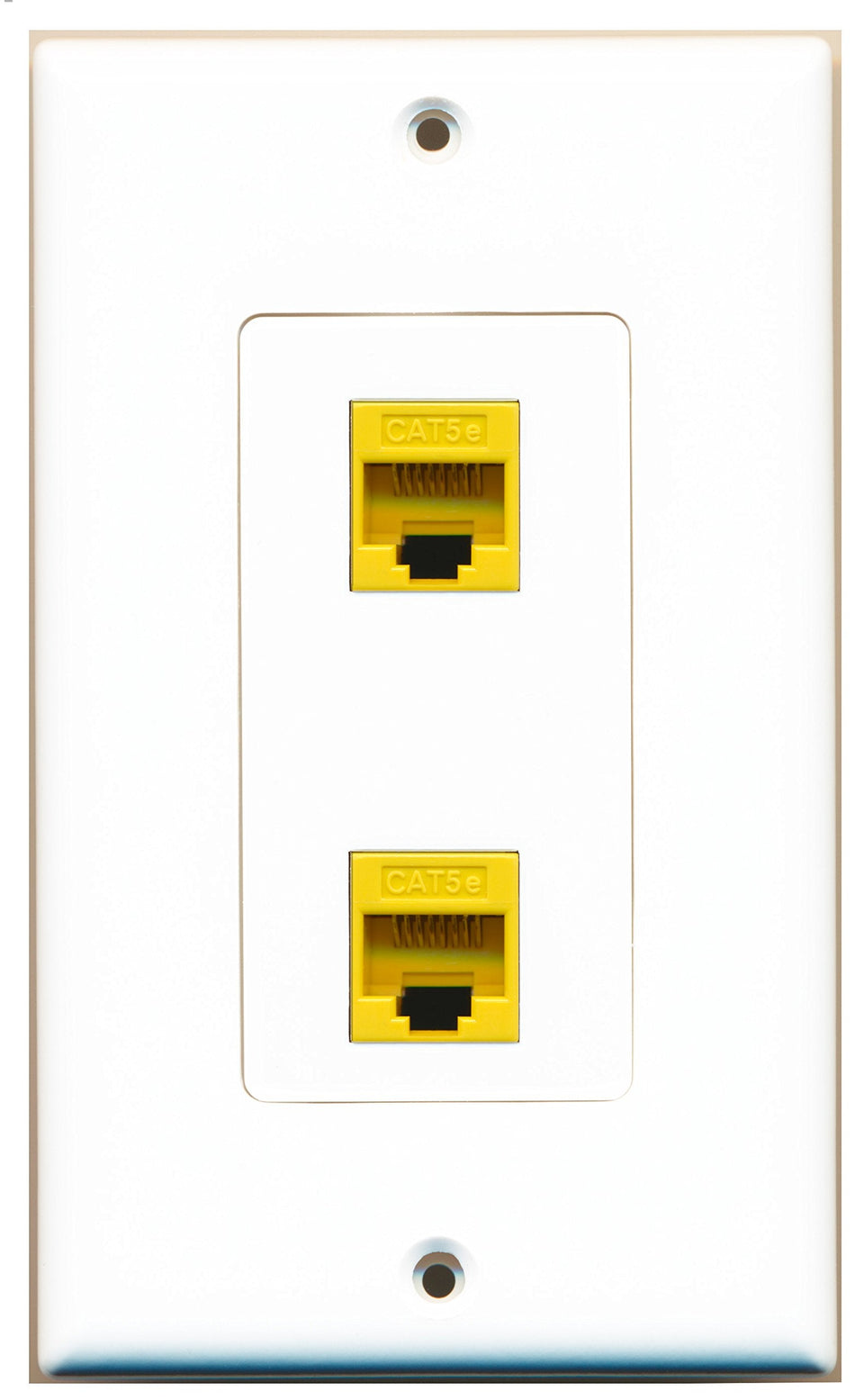 RiteAV 2 Port Cat5e Ethernet Yellow Wall Plate OVERSIZED White