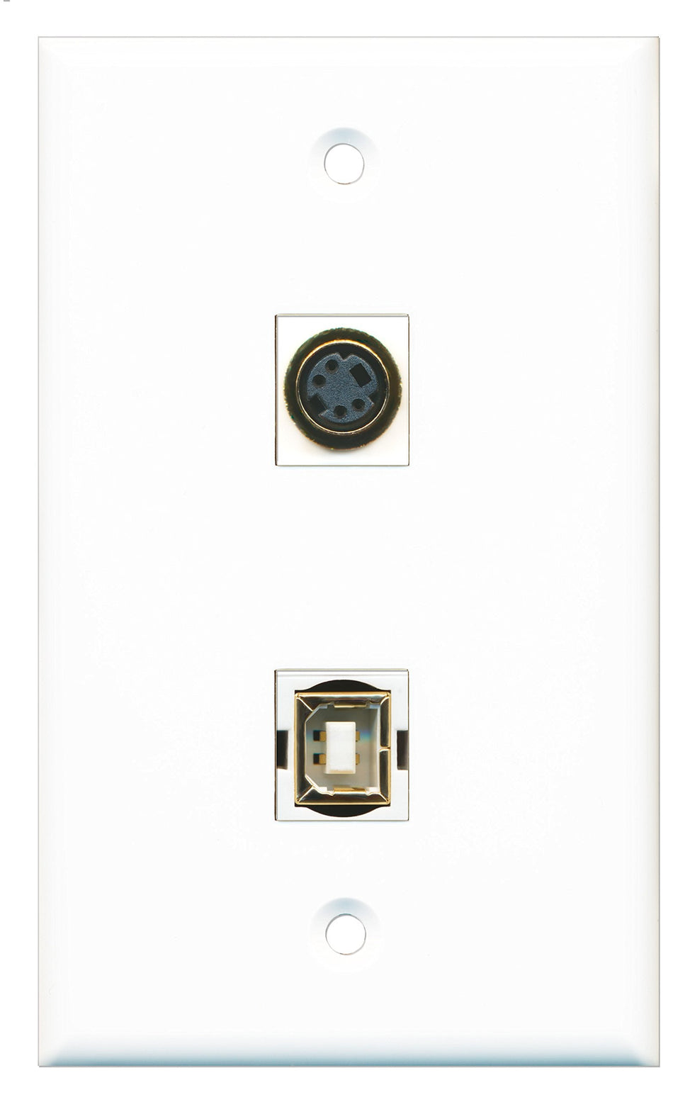 RiteAV - 1 Port S-Video 1 Port USB B-B Wall Plate - Bracket Included