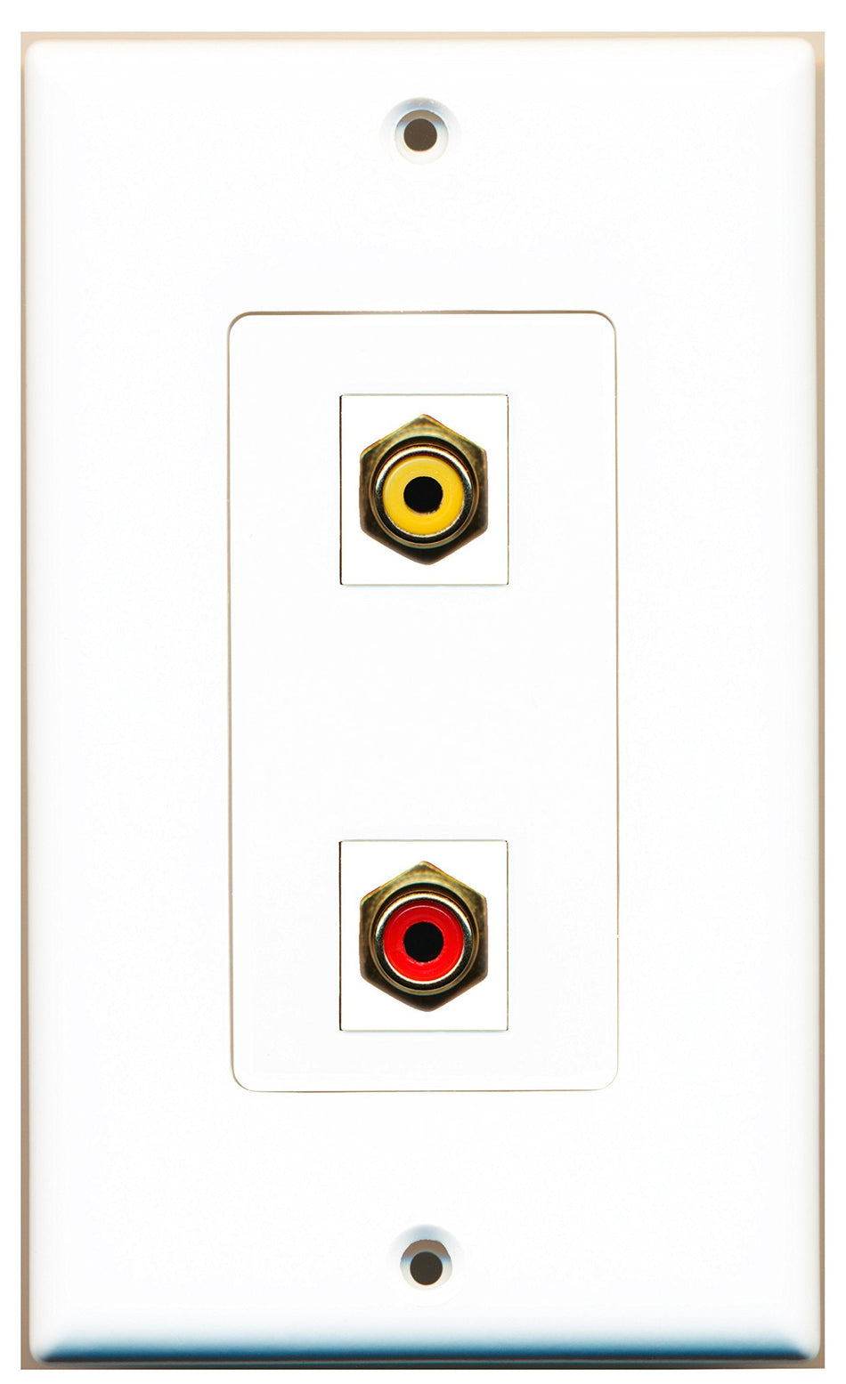 RiteAV 1 Port RCA Red 1 Port RCA Yellow Wall Plate OVERSIZED White
