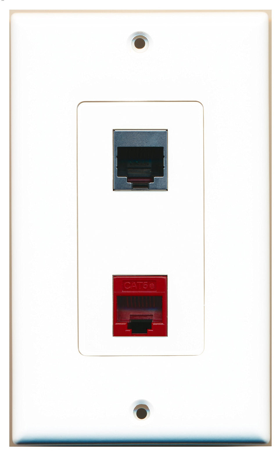 RiteAV 1 Port Cat5e Ethernet Red 1 Port RJ45 Shielded Wall Plate OVERSIZED