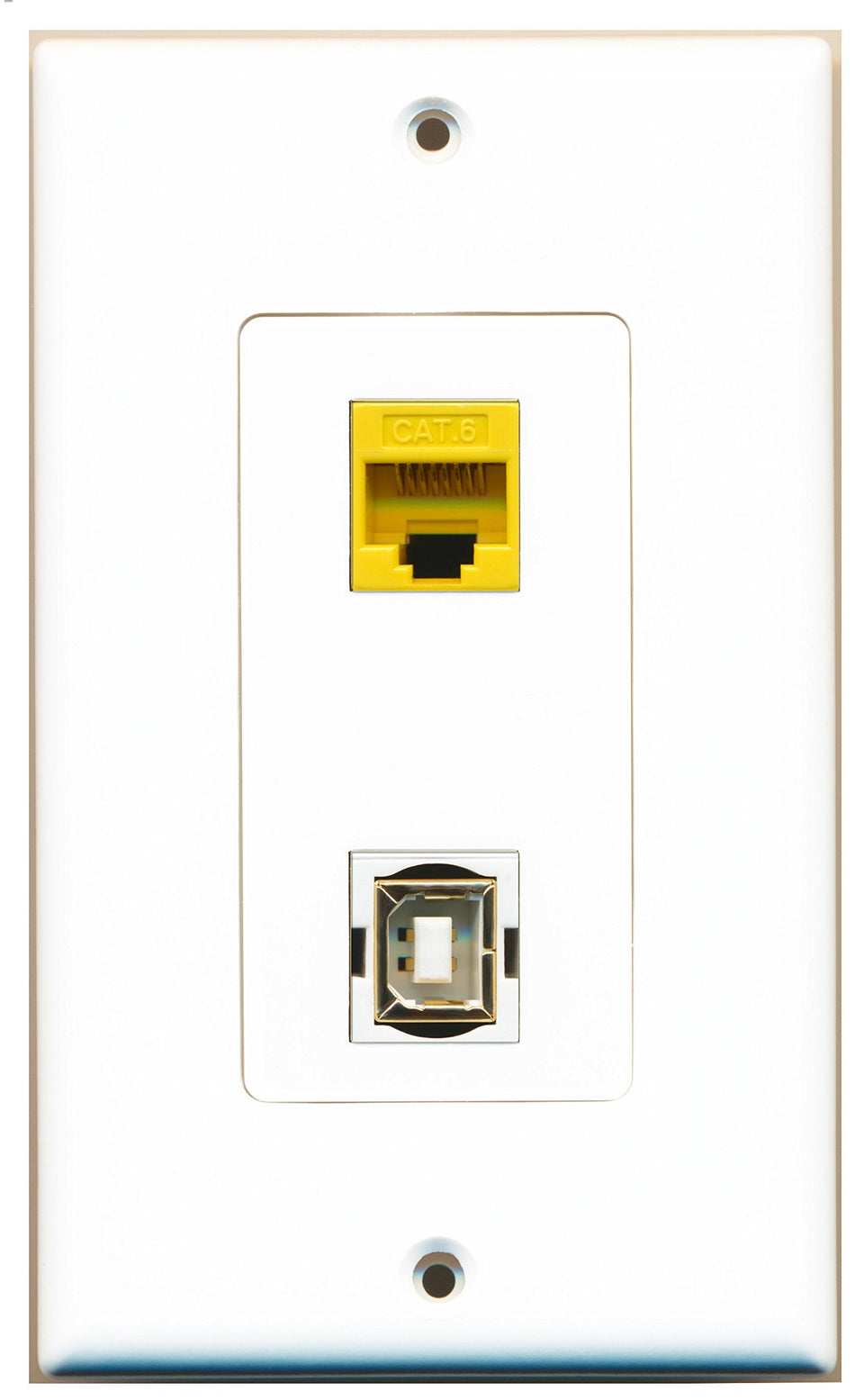 RiteAV 1 Port Cat6 Ethernet Yellow 1 Port USB B-B Wall Plate OVERSIZED