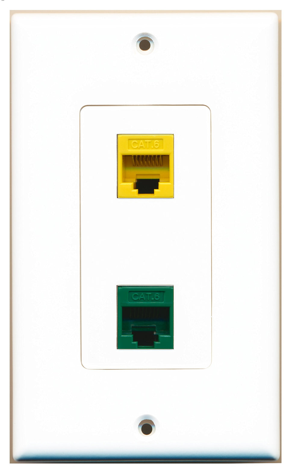 RiteAV 1 Port Cat6 Ethernet Yellow 1 Port Cat6 Ethernet Green Wall Plate OVERSIZED