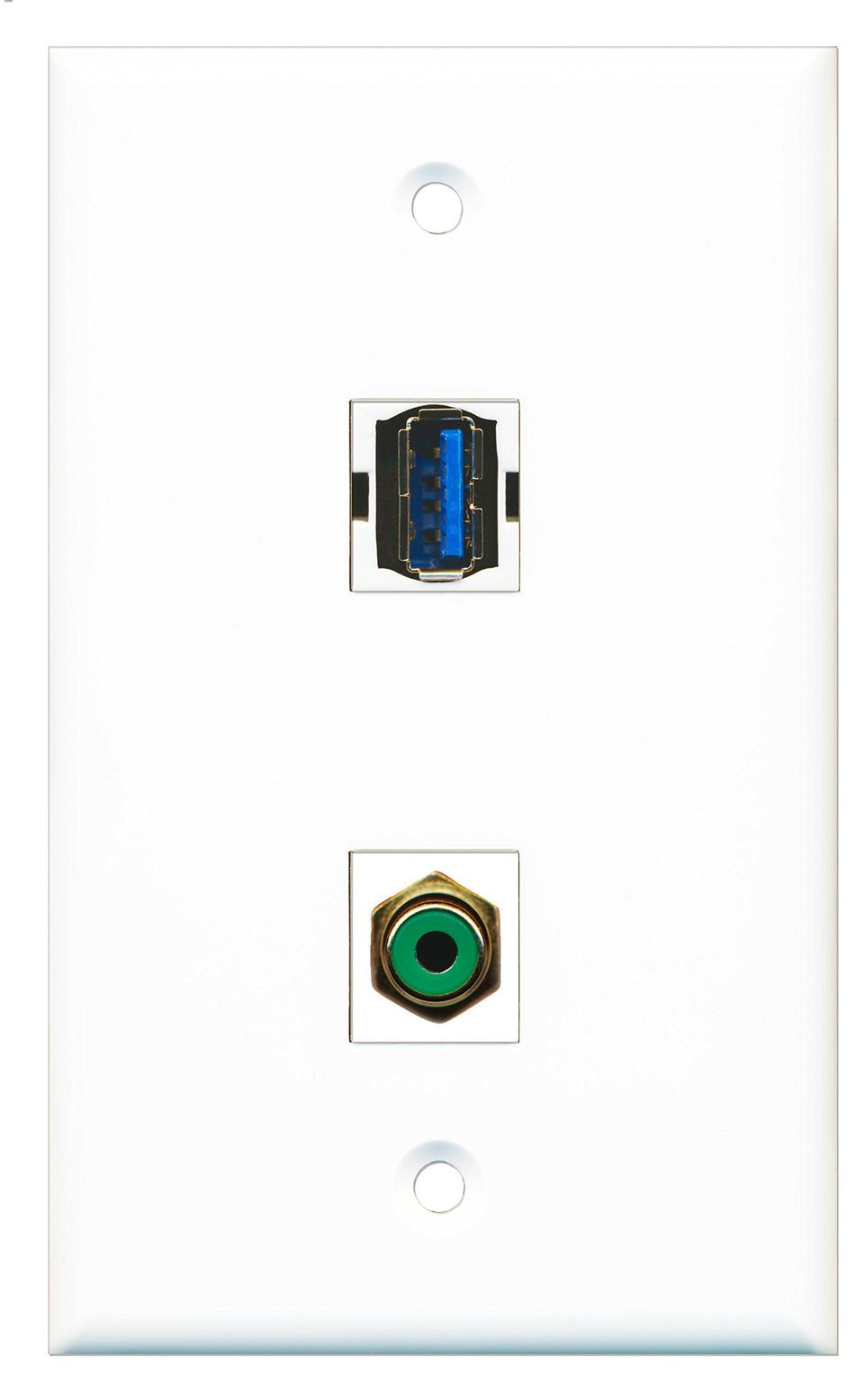RiteAV - 1 Port RCA Green 1 Port USB 3 A-A Wall Plate